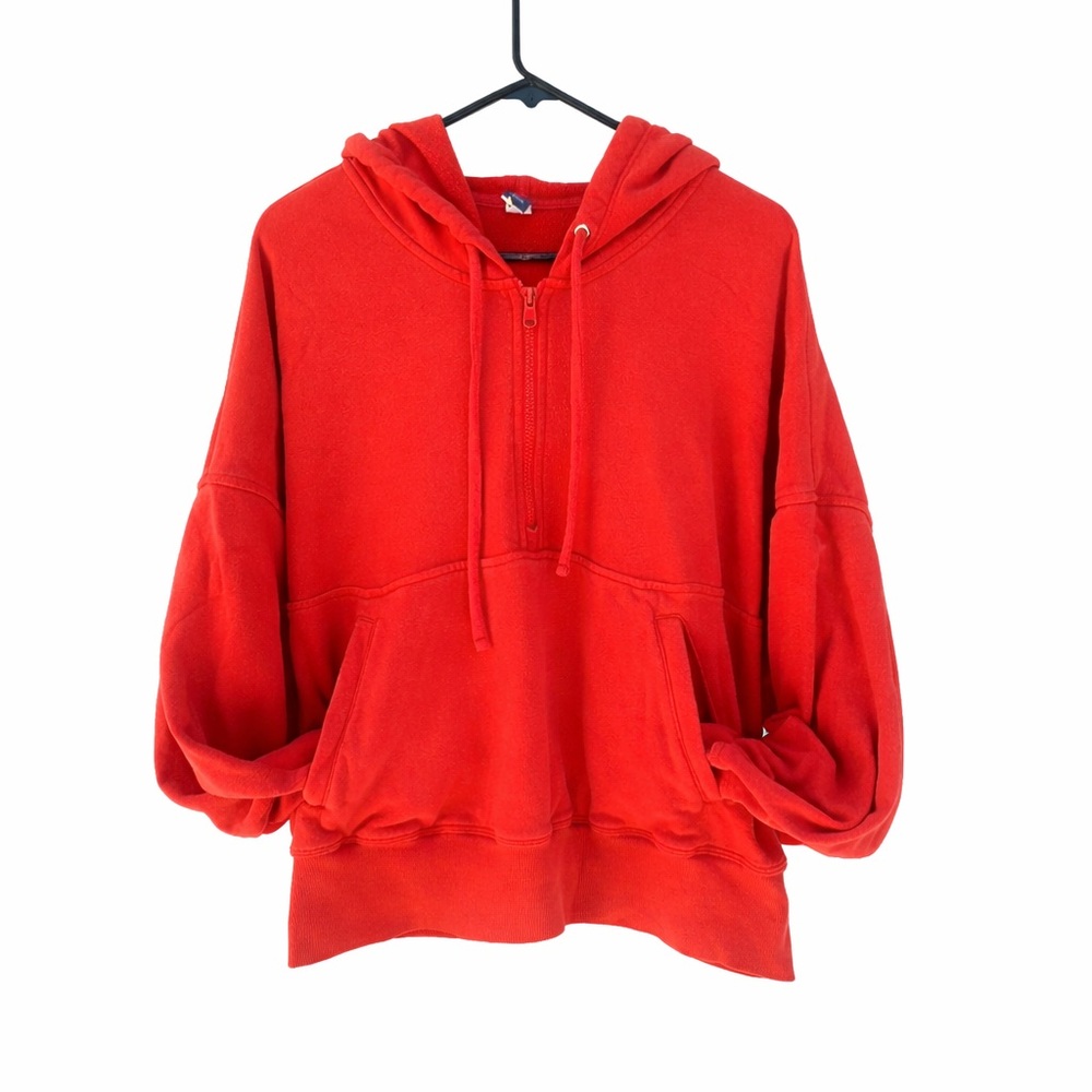 Red Women's Half-Zip Oversized Hoodie Sweatshirt